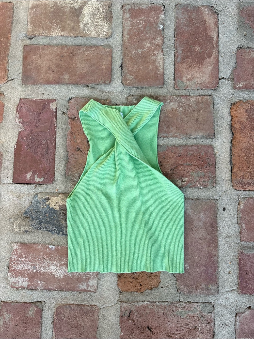 Le Lis Bright Green Twist-front halter Tank